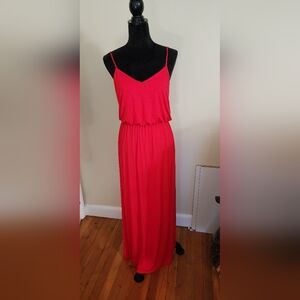 Red cinch maxi dress